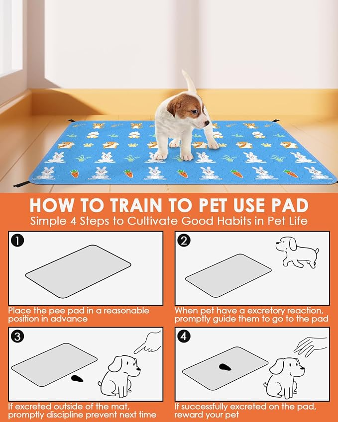 Bissap 2‑Pack Guinea Pig Cage Liners, 24''X36'' Pet Pee Pad Bedding, Blue | Non‑slip Waterproof TPU Layer, Super Absorbent, Washable Reusable Bedding for Guinea pig, Rabbit, Hamster, Chinchilla, Rat