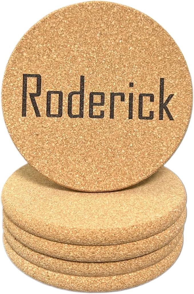 Set of 5 Personalized Custom Monogram Cork Coasters, Custom Wedding, Housewarming Gifts, Promotional Giveaways (Design #2)