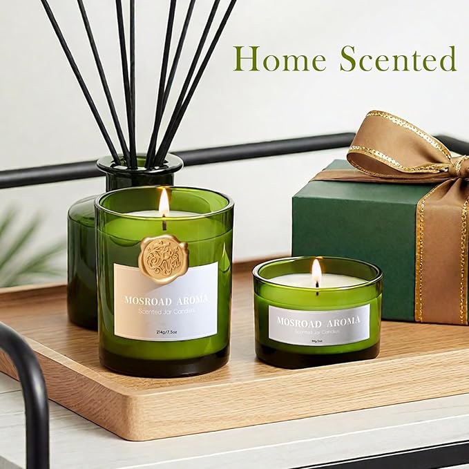 2 Pack Balsam & Cedar Scented Candles, Christmas Pine Scented Jar Candle Gift Set, Natural Soy Fir Cedar Candle for Home Scented, Winter Holiday Fragrance Candles Gift for Women,Men