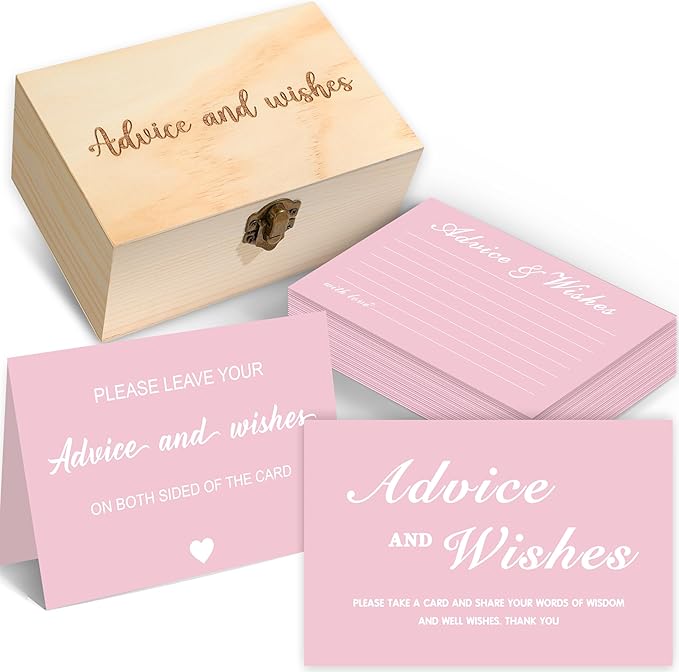 Advice And Wishes For The Mr And Mrs, 51 Pcs Wedding Advice Cards Box for Bridal Shower Decorations, Bridal Shower Games Advice And Wishes Cards Wedding Games For Reception