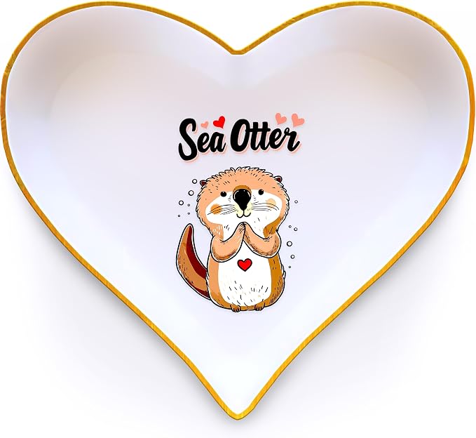 Otter Ring Holder Dish Tray, Gifts For Women Teens Girls, Otter Lovers Themed Stuff Accessories Things Decor Merch, Home Room Ring Earrings Necklace Organizer Holder!