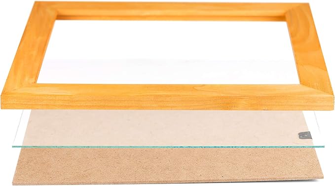 Rustic Wooden Square Picture Frames 8x8 - Set of 2 - 100% Natural Solid Eco Wood with Real Glass for Wall Mounting and Tabletop Photo Frame - Yellow