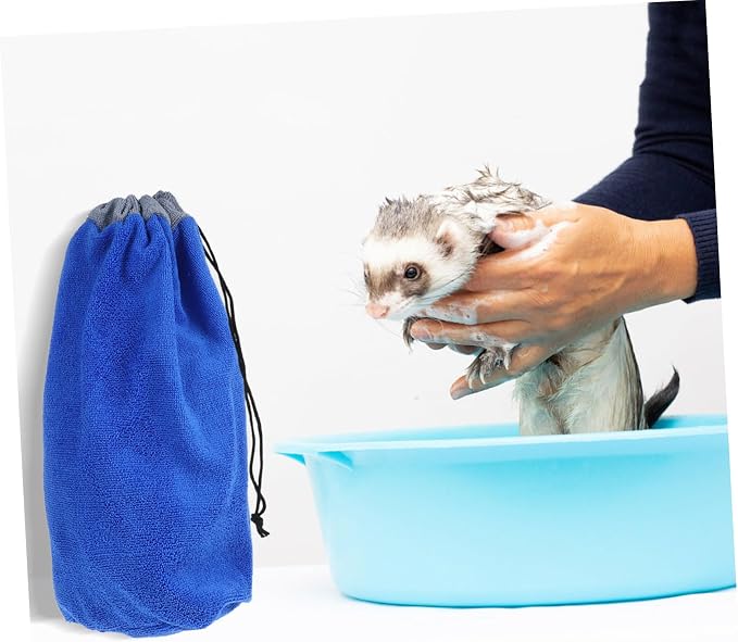 Pet Shower Towel Fast Drying Absorbent Soft and Cozy for Small Pets Squirrel Hamster Ferret Striped Pattern Easy to Clean Grooming Supplies