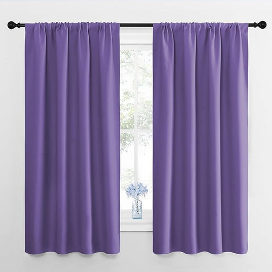 NICETOWN RV Blackout Curtains for Camper Windows, Lilac Purple, 29" Wide by 50" Long, 2 PCs, Short Blackout Curtains & Drapes, Thermal Insulated Blackout Curtain Panels for Kids Room, Play Room