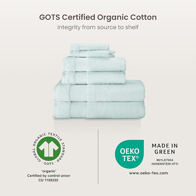 BIOWEAVES 100% Organic Cotton Bath Sheet Set of 2 | Soft Oversized Bath Towels | 700 GSM Premium Bath Towel Sheet Set GOTS Certified - Seafoam