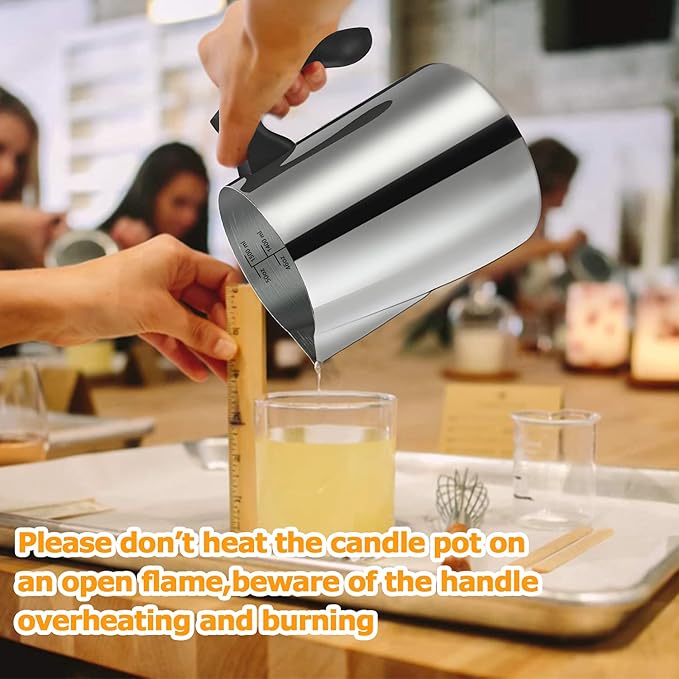 Candle Making Pouring Pot, 1500 ML/50 OZ Candle Pouring Pitcher, 304 Stainless Steel Candle Making Pitcher with Heat-Resistant Handle and Dripless Pouring Spout Design