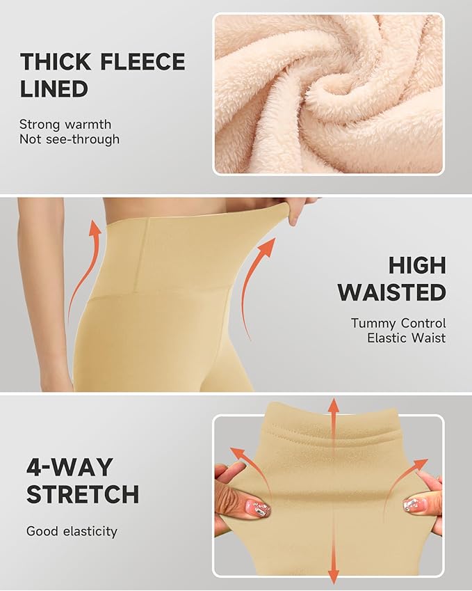 GAYHAY Fleece Lined Leggings for Women – Thick Winter Warm Thermal High Waisted Tummy Control Workout Yoga Pants