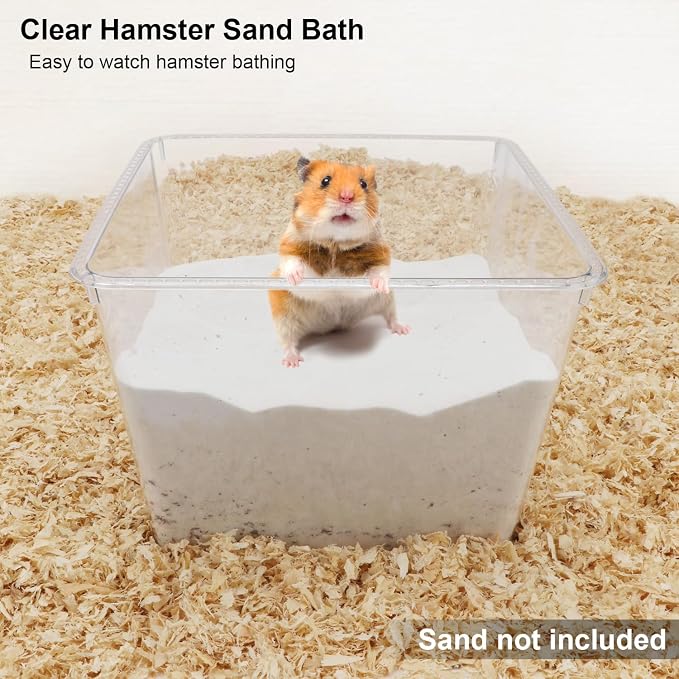 Wontee Hamster Sand Bath Sand Box Container Digging Hamster Bathroom for Hamsters Mice Syrian Hamsters Gerbils Small Animals (Square- 7.9" x 5.9")