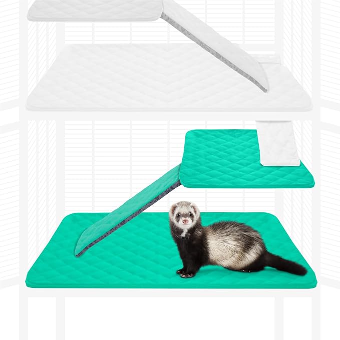 Paw Inspired Fitted Fleece Liner Set for Critter Nation 1-Story Cage, Green | Single Unit Combo Pack for Ferret Nation/Critter Nation Cage, For Ferrets, Rats, Chinchillas, Hedgehogs, Small Animals, Pets