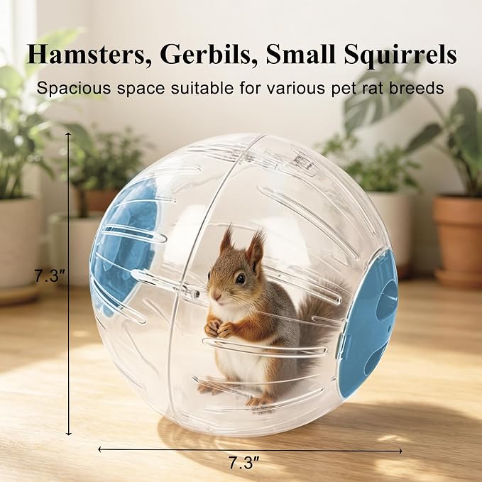 7.3 Inch Clear Hamster Running Ball Relieve Boredom Exercise Play Ball for Guinea Pig Rat Gerbil Hedgehog Small Pets Blue