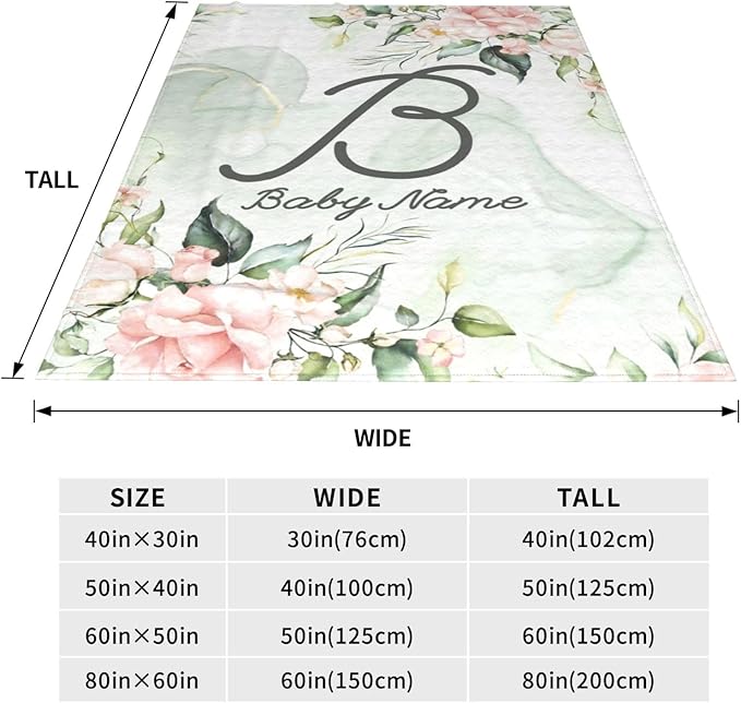 Personalized Baby Blankets for Girls Boys, Custom Baby Blanket with Name, Customized Baby Blanket Gifts for Kids Newborn for Birthday Christmas
