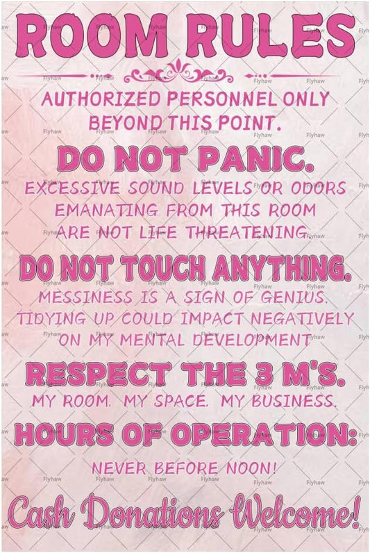 Pink Stuff Signs Ten Girl Room Rules Signs Girl Decor Tin Signs Cute Metal Tin Sign Badroom Tin Poster Pink Decor 12X8 Inch