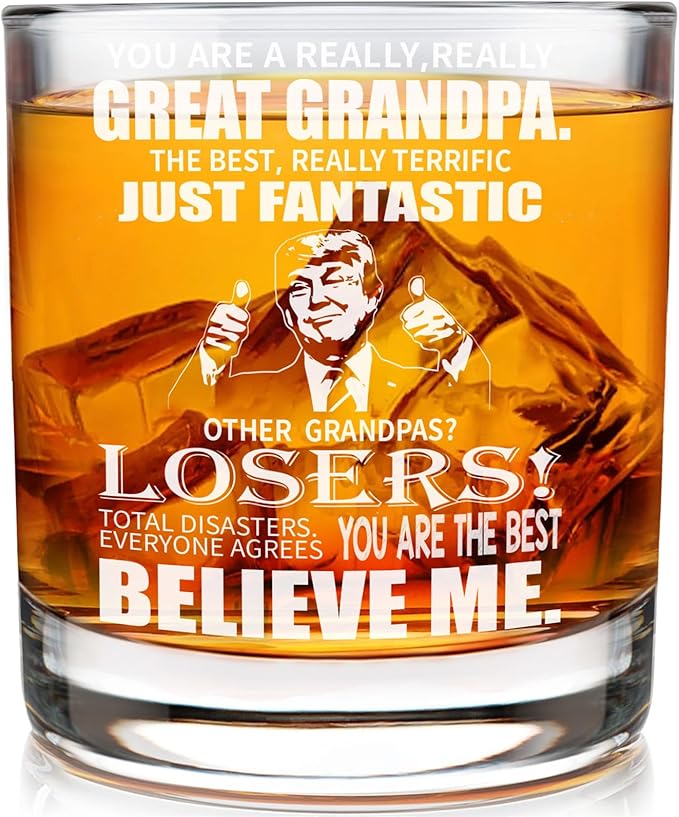 Grandpa Whisky Glass Birthday Gifts for Grandpa from Grandkids 11Oz Whisky Gift for Grandpas Fathers Day Drinking Glass Present for Grandfather from Granddaughter