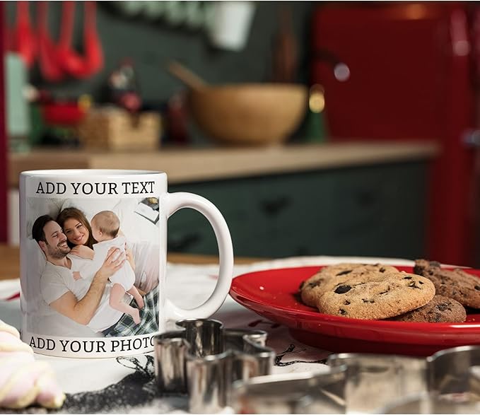 Custom Coffee Mug with Photo, Text, or Logo | Personalized Ceramic Mug 11oz | Customizable Gift for Men, Women | Unique Gift for Birthdays, Holidays, Christmas | White - Orange