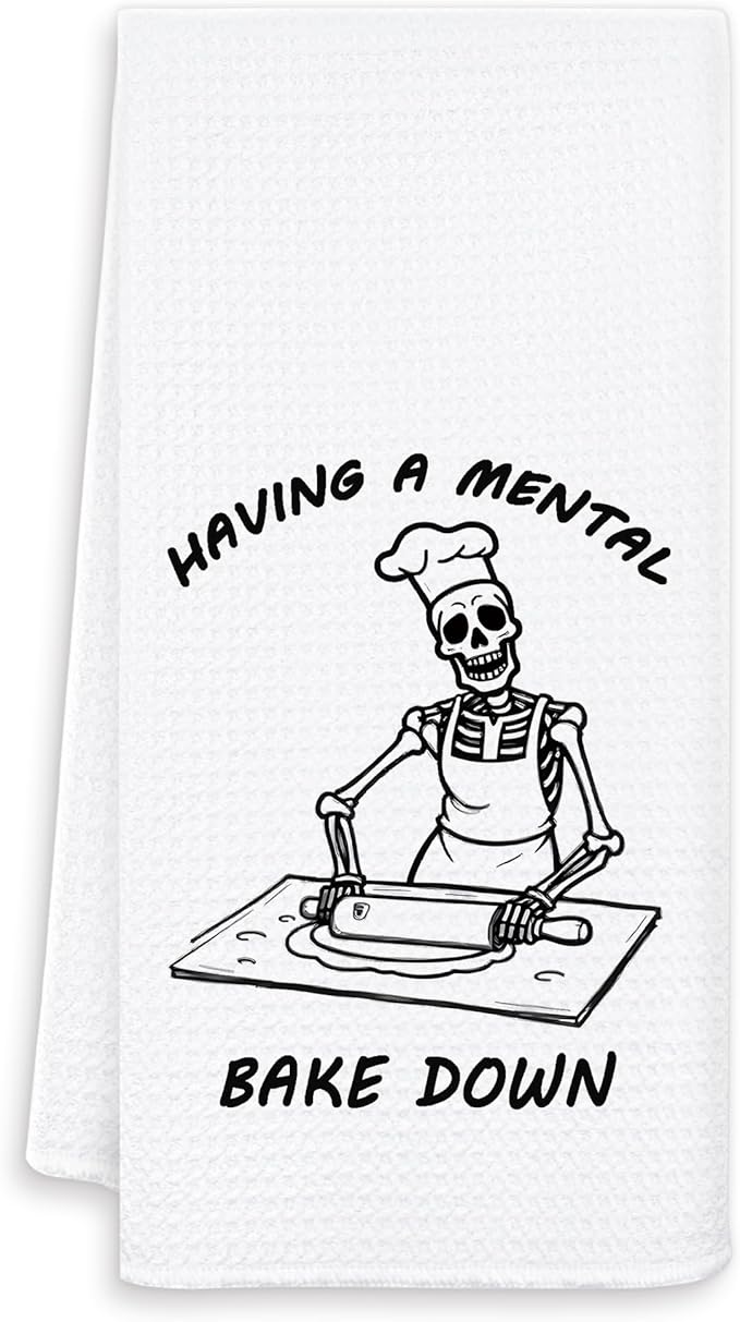 Funny Skeleton Chef Kitchen Towels, Baking Towels, Tea Towels for Baking, Gifts for Bakers Decorative Dish Towels for Kitchen Decor, Gifts for Baking Lovers, Gothic Kitchen Decor, 16x24 Inch
