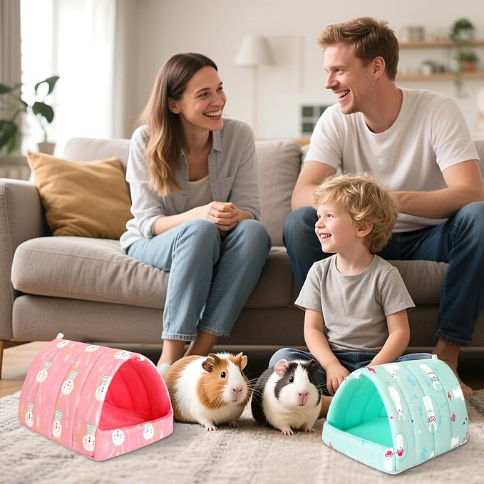 UPINS 2 Pack Guinea Pig Bed, Guinea Pig Hideout | Washable Small Animal House Cage Accessories,for Dwarf Rabbits Chinchillas Hamsters Hedgehogs Ferrets