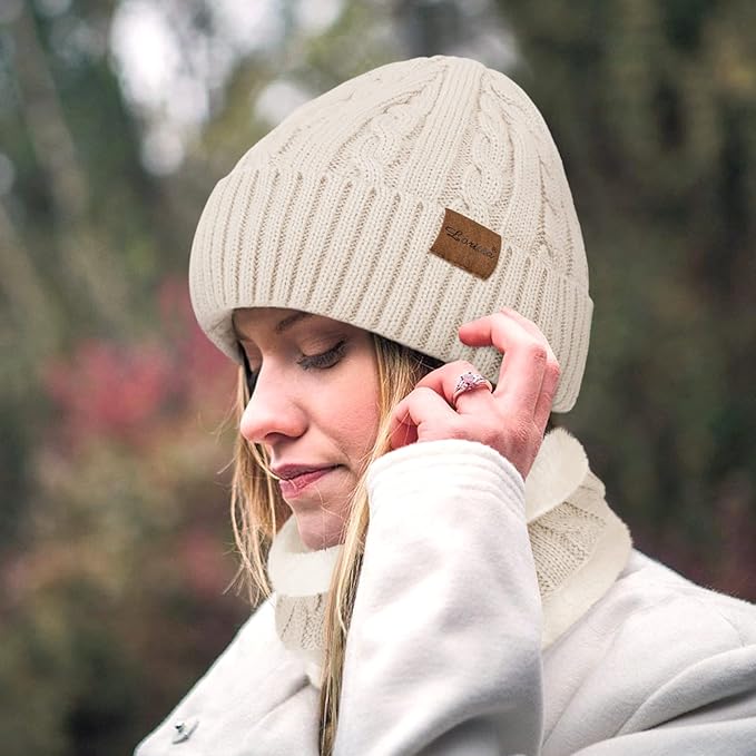 Loritta 3 Pieces Winter Hats for Women Scarf Touch Screen Gloves Set Thick Warm Fleece Lined Beanie Hat Gifts