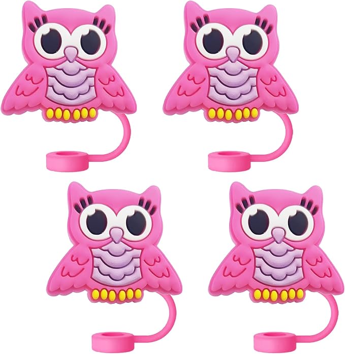 Animal Straw Toppers For Stanley Cups;Straw Covers Cap Toppers Compatible With Stanley 30&40 Oz Tumbler, Reusable & Silicone Tumbler Straws Topper For 0.4 Inch Tips Animal Lover Gifts (Owl)