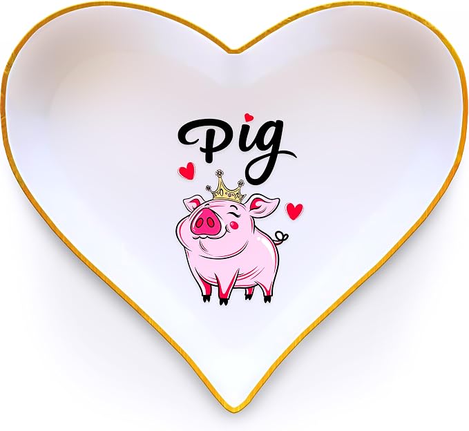 Pig Ring Holder Dish Tray, Gifts For Women Teens Girls, Pig Lovers Themed Stuff Accessories Things Decor Merch, Home Room Ring Earrings Necklace Organizer Holder!
