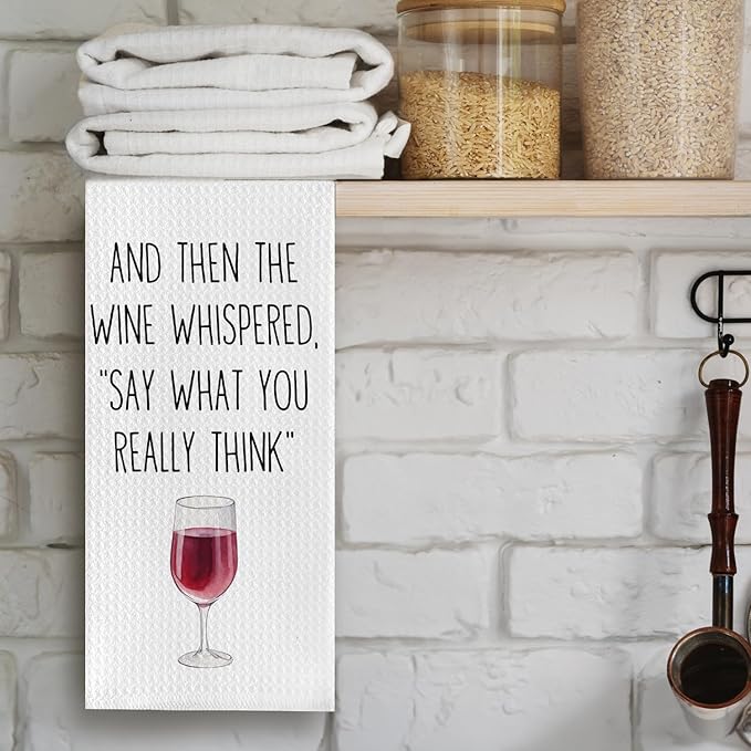 Classic Waffle Kitchen Towels, 16 x 24, Funny Wine Design, 1 Count