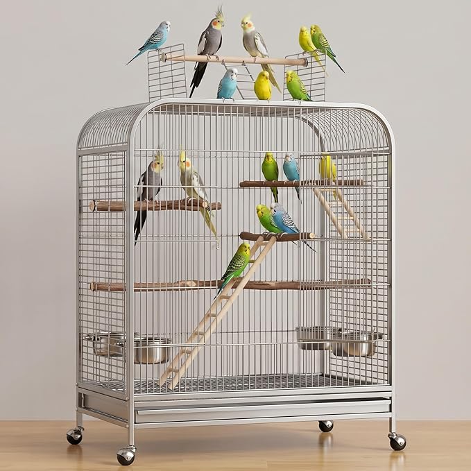 Bird Ladder for Bird Cage 2 Pack Wooden Birds Toys Cage Accessories for Parakeets Parrots Cockatoo (5 Step & 7 Step)