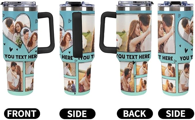 Personalized Tumbler Custom Insulated Travel Mug Custom Drinking Coffee Cup with Photos and Text 40oz Christmas Birthday Gift