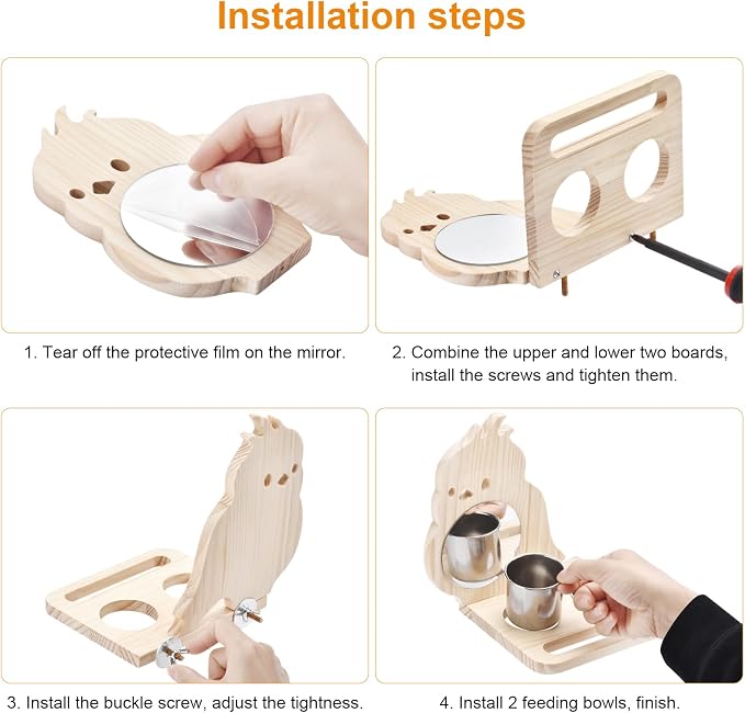 Natural Wood Perch, Adjustable Cage Accessory & Toy, Tool-Free Design for Parakeets, Cockatiels, Lovebirds