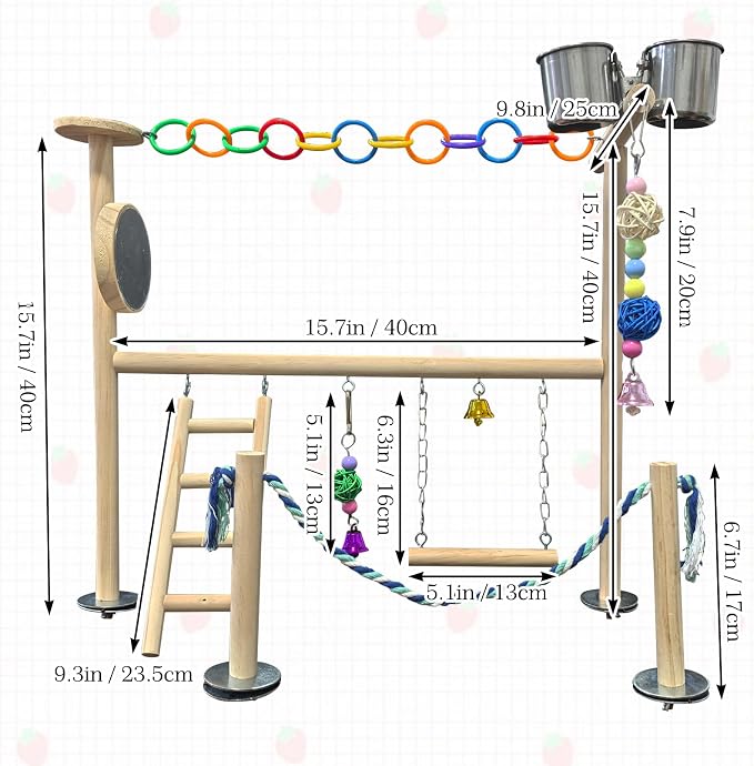 Hamiledyi Small Bird Playground Natural Wood for Top of Cage Bird Perch Stand for Parrots Play Gym Toys for Small Birds Parrot Cockatiel Love Birds Budgie(Style A)