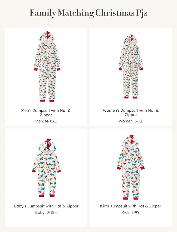 PATPAT Matching Family Christmas Onesie Pajamas – Holiday Hooded Jumpsuit Sleepwear PJs Couples Xmas Loungewear with Socks