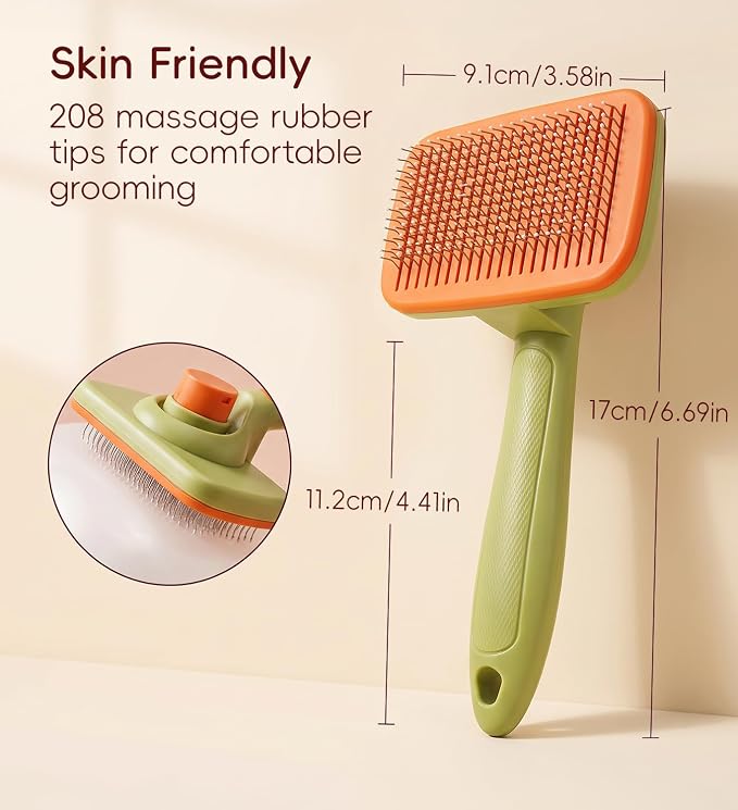 Cat Brush Dog Brush with Self Cleaning Cat Comb, Hair Removal for Pets | Skin Friendly Grooming; for Puppies & Long/Short Haired Pets; Pet Supplies Accessory; Dog Deshedding Brush Grooming Kit
