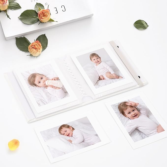 Vienrose Polaroid Photo Album Binding Cloth Photo Book for Instax Fuji 2 x3 Inch Photo Fits Fujifilm Mini 12 11 9 Snap PIC-300 52 Pockets 1 Pack, White