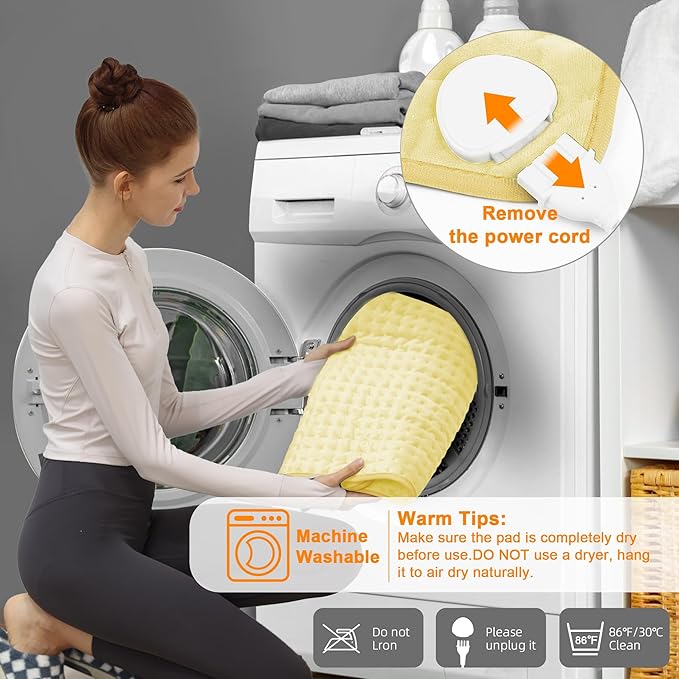Deepsoon Heating Pad,Electric Heating Pads for Back,Neck,Abdomen,Moist Heating Pad for Shoulder,Knee,Arms,Legs,Dry/Moist Heat & Auto Shut Off,Christmas Gifts for Men and Women,Light Yellow,24x12 Inch