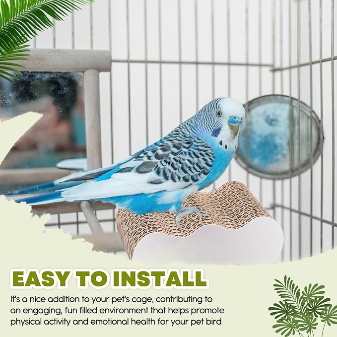 CroBlissful 2-Piece Bird Platforms for Macaws, Small Parakeets, Conures, Budgies; Brown Corrugated Paper; Bird Perch, Chew Toy, & Playground