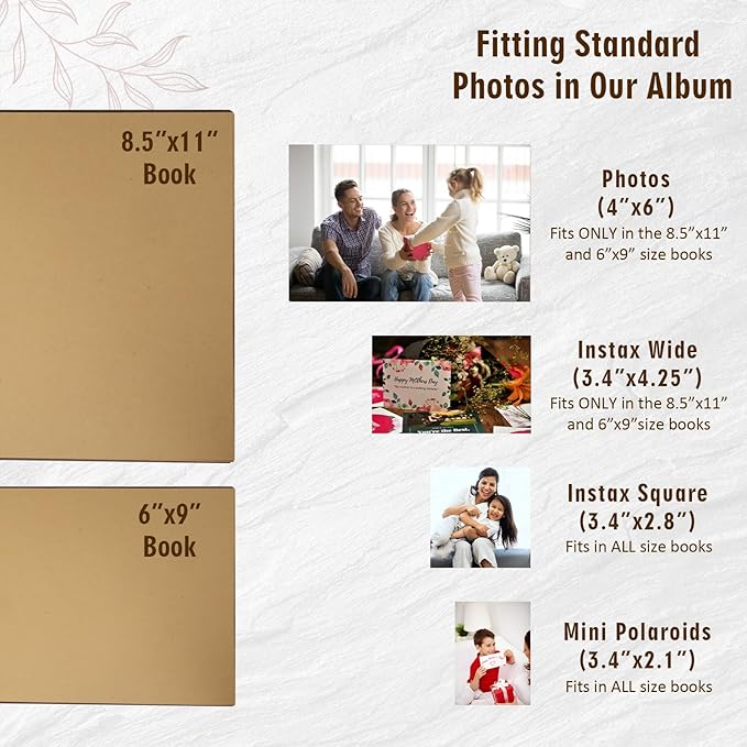 Personalized Photo Album, Custom Family Picture Album, DIY Couples Scrapbooks Albums, Travel Memorial Guest Book for Mother, Daughter, Wedding, Pets Keepsakes