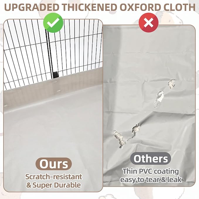 Guinea Pig Cage Liner, 42"x28" Bottom Tarp for 2x3 C&C | Washable 600D Oxford Fabric, Waterproof Base, 4" Raised Sides, Heavy Duty Playpen Mat for Rabbits, Small Animals