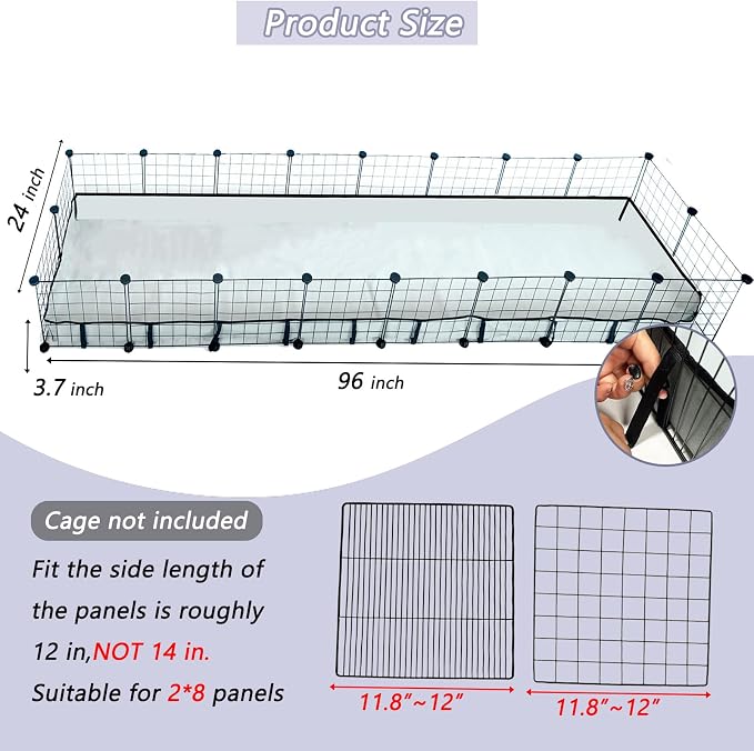 Guinea Pig Cage Liner Tarp Bottom Waterproof and Washable Base Also for Rabbits, Bunny, Chinchesillas, Hedgehog, Ferrets and Other Small Animals(24x96 inches)