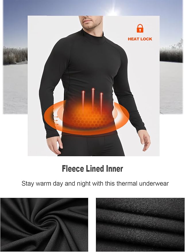 Dalavch 5 Pack Thermal Compression Shirts for Men Mock Turtleneck Long Sleeve Running Undershirt Base Layer Tops for Winter