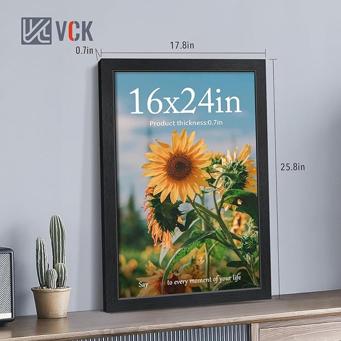 VCK 16x24 Poster Frames Black Set of 6, Wide Border Wood Picture Frame, Multi-Directional Display Family Photos, Office Prints, Studio/Gallery Artwork, Woodgrain Series, Wall Hanging