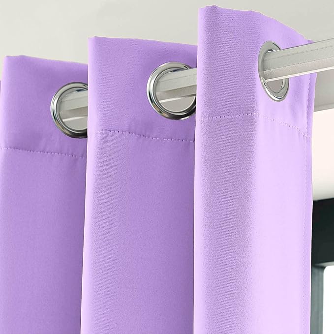 LA PALMA Thermal Insulated Blackout Darkening Grommet Living Room Curtains Window Drapes for Bedroom Pack of 2 Panels