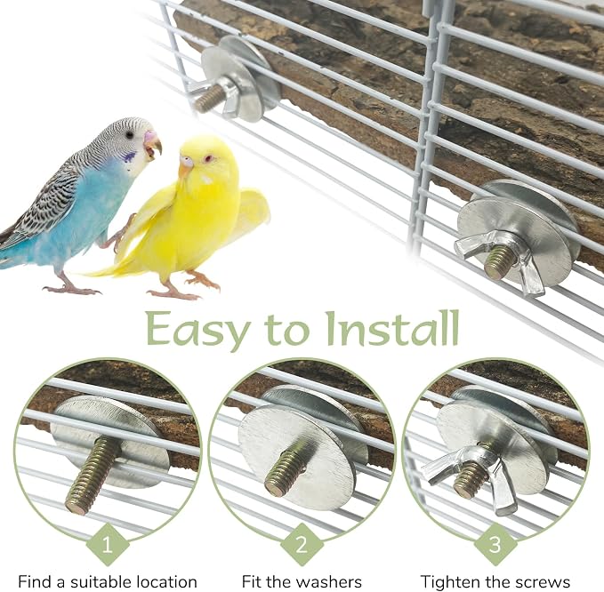 Bird Perch Platform 2PCS Flat Parrot Perch Stand Rectangle Parakeet Shelf Cork Bark Perches Wooden Bird Cage Accessories for Cockatiel Budgie Conure Finch