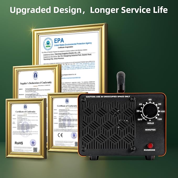 HHGM 148,000mg/h Dual-Fan Ozone Machine Generator High Capacity Ozone Odor Eliminator Odor Removal Air Purifier Ionizer & Deodorizer for Car, Home, Smoke, Pets, Industrial, Basement, Commercial
