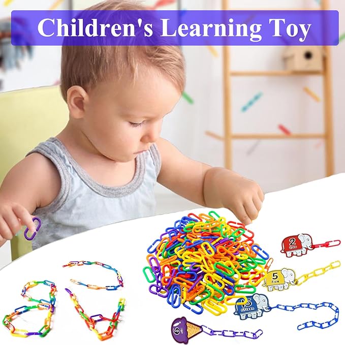 200Pcs Rainbow C-Clips Plastic Chain Links for Birds & Small Pets | Non-Toxic Safe & Durable. Chew-Resistant For Indoor/Outdoor. C-Clip Snaps Together Easily. Plastic Chain Toy For Small Pets