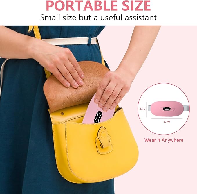 LISACOOL Portable Ccordless Heating Pad for Period Cramps Electric Waist Belt Device Portable Heatings Pad with 3 Heat Levels and 3 Massage Modes Birthday Gifts for Women and Girls (Pink)