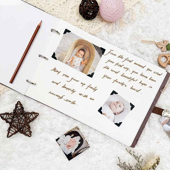 Personalized Baby Photo Album，Baby First Year Book for Boys Girls，Baby Memory Book from Pregnancy to Age 5，Scrapbook Album Baby Keepsake Gifts