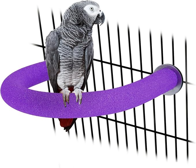 Rypet U-Shaped Large Parrot Perch, Quartz Bird Perch for Cage(Purple L) | Safe Chew & Rest Perch for Large Birds, Durable Non-Toxic Cage Accessory, for Parakeets Cockatiel Conures