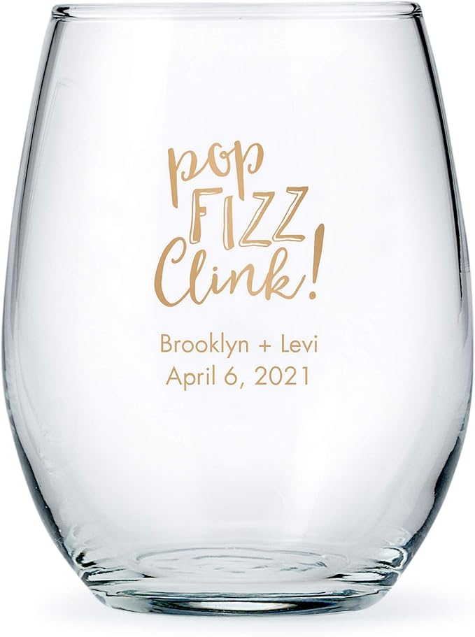 WEDDINGSTAR Personalized Large Stemless Wine Glass 15oz - 48 pack