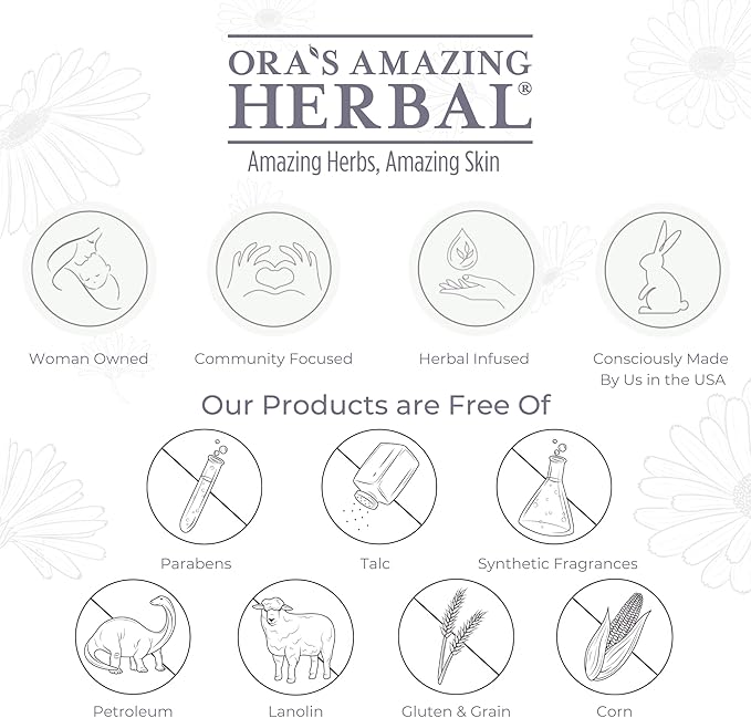 Ora's Amazing Herbal Baby Powder, Talc, Cornstarch and Grain Free 2.5oz, Made in The USA (Unscented 3 Pack)