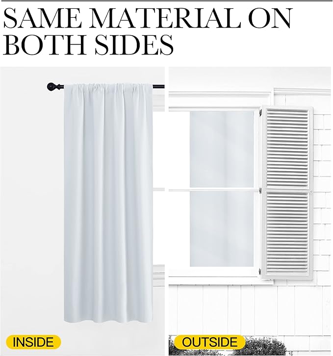 NICETOWN Greyish White Window Curtain Panels - Thermal Insulated Rod Pocket Room Darkening Curtain Sets for Bedroom (Greyish White, 2 Panels, 34 in x 54 in (W x L))