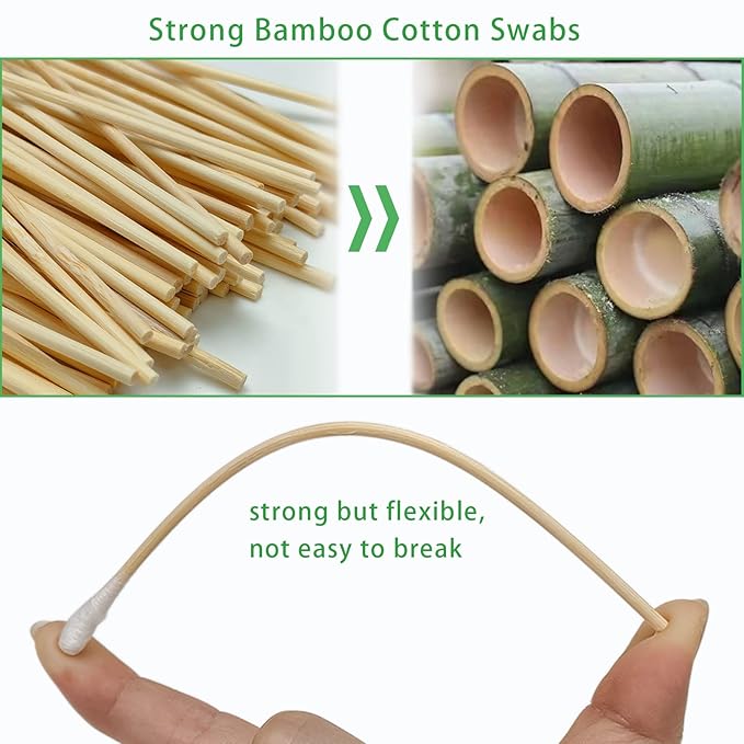 500 Count Long Cotton Swabs - 6 Inch Bamboo Cotton Swabs - Biodegradable Tips Applicators for Cleaning, Makeup, Pets Care (In Storage Case)