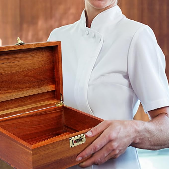 Large Wooden Box Decorative Wooden Storage Box with Combination Lock with Hinged Lid Keepsake Stash Acacia Box Lockable Chest for Keepsakes,Valuables, Accessories, Treasured Items Wood Boxes